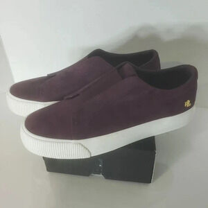 Ralph Lauren Womans Wine  Isla Suede Slip-on loafers,US 7.